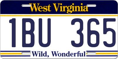 WV license plate 1BU365