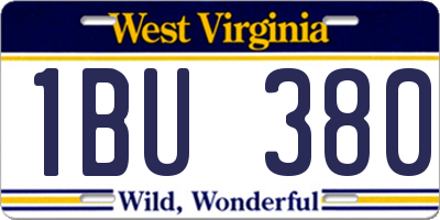 WV license plate 1BU380