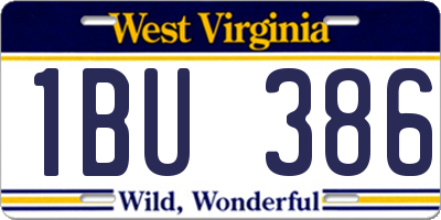 WV license plate 1BU386