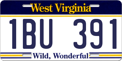 WV license plate 1BU391