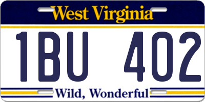 WV license plate 1BU402