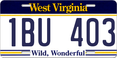 WV license plate 1BU403