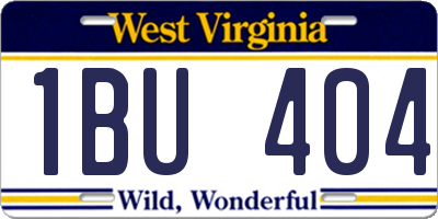 WV license plate 1BU404