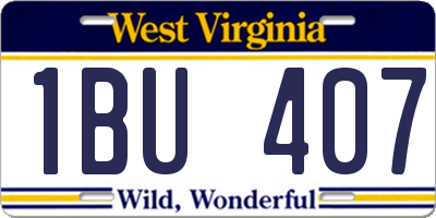 WV license plate 1BU407