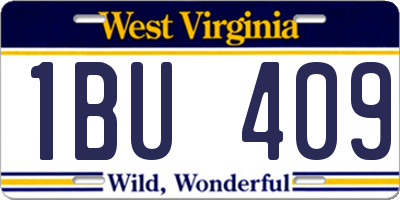 WV license plate 1BU409