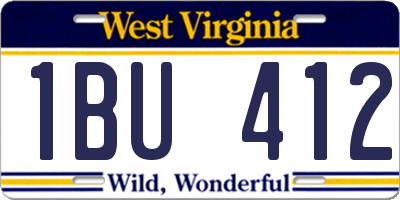 WV license plate 1BU412