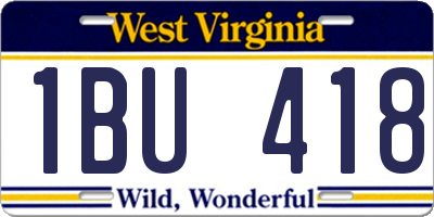 WV license plate 1BU418