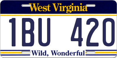 WV license plate 1BU420
