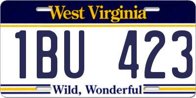 WV license plate 1BU423
