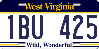 WV license plate 1BU425