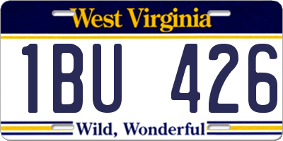 WV license plate 1BU426