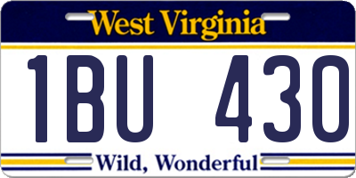 WV license plate 1BU430