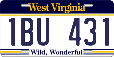 WV license plate 1BU431