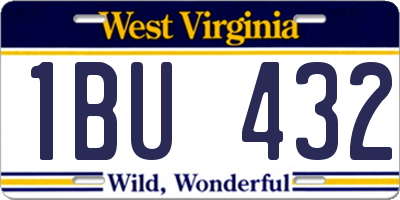 WV license plate 1BU432
