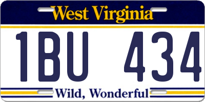 WV license plate 1BU434