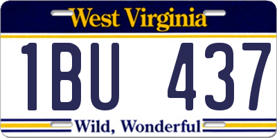WV license plate 1BU437