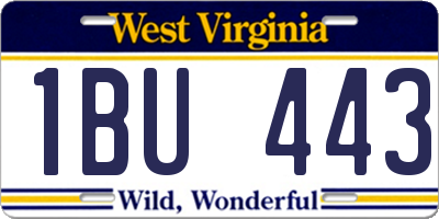WV license plate 1BU443