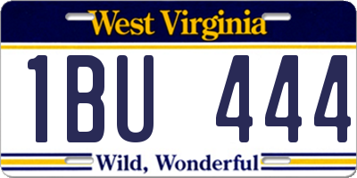 WV license plate 1BU444