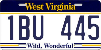 WV license plate 1BU445