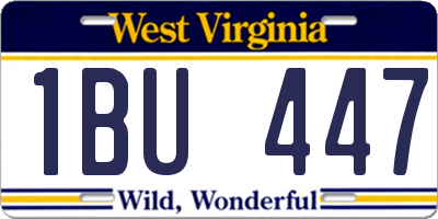 WV license plate 1BU447