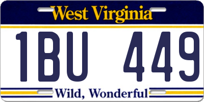 WV license plate 1BU449