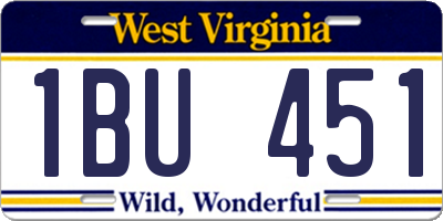 WV license plate 1BU451