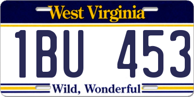 WV license plate 1BU453