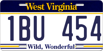 WV license plate 1BU454