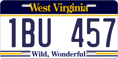 WV license plate 1BU457