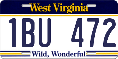 WV license plate 1BU472