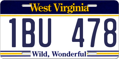 WV license plate 1BU478