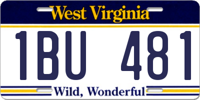 WV license plate 1BU481