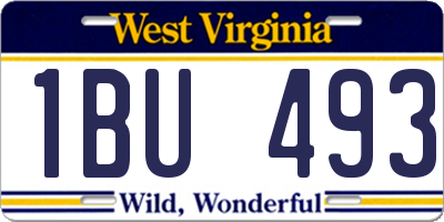 WV license plate 1BU493