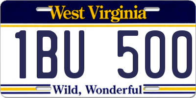 WV license plate 1BU500