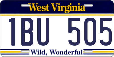 WV license plate 1BU505