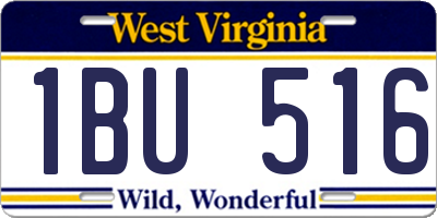 WV license plate 1BU516
