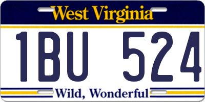 WV license plate 1BU524