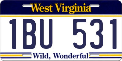 WV license plate 1BU531