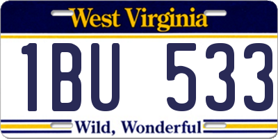 WV license plate 1BU533