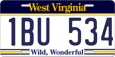 WV license plate 1BU534