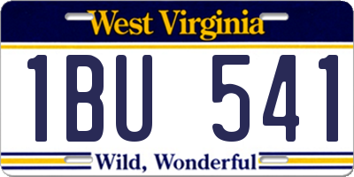 WV license plate 1BU541