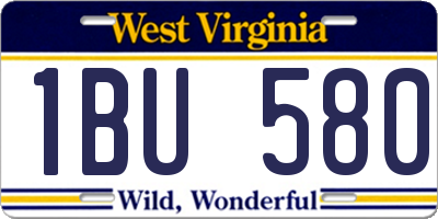 WV license plate 1BU580