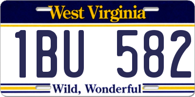WV license plate 1BU582