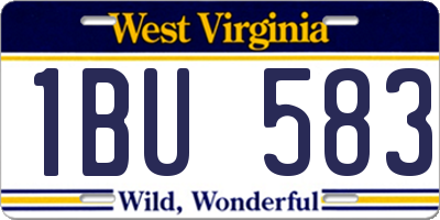 WV license plate 1BU583