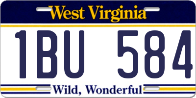 WV license plate 1BU584
