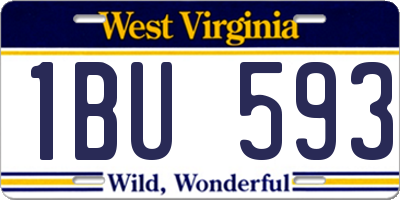 WV license plate 1BU593