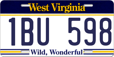 WV license plate 1BU598