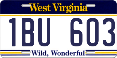 WV license plate 1BU603