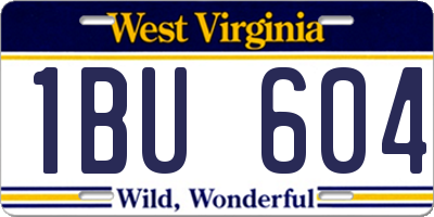 WV license plate 1BU604