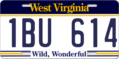 WV license plate 1BU614